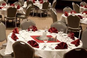 Banquet tables in the Bone Student Center.